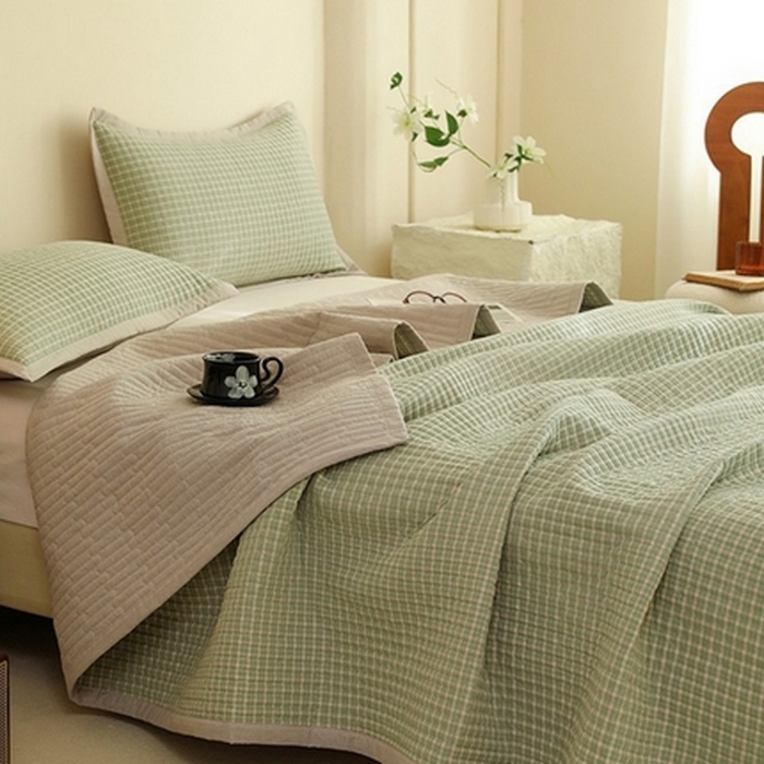 91家纺网 家纺一手货源 找家纺 （总）仰望棉麻双层纱供应链 2026新款全棉纯棉色织水洗棉床盖三四件套