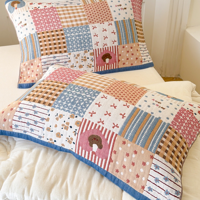 乐家毛巾被（工厂自产自销） 2026新款全棉A类母婴级卡通软绵绵系列枕巾隔汗巾 拼格蛋糕