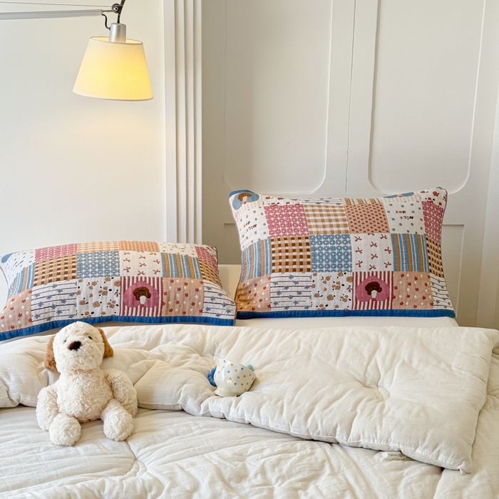 91家纺网 家纺一手货源 找家纺 乐家毛巾被（工厂自产自销） 2026新款全棉A类母婴级卡通软绵绵系列枕巾隔汗巾 拼格蛋糕