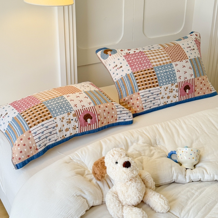 91家纺网 家纺一手货源 找家纺 乐家毛巾被（工厂自产自销） 2026新款全棉A类母婴级卡通软绵绵系列枕巾隔汗巾 拼格蛋糕