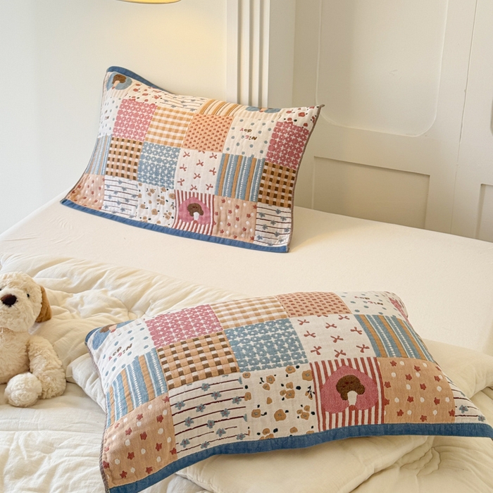 91家纺网 家纺一手货源 找家纺 乐家毛巾被（工厂自产自销） 2026新款全棉A类母婴级卡通软绵绵系列枕巾隔汗巾 拼格蛋糕