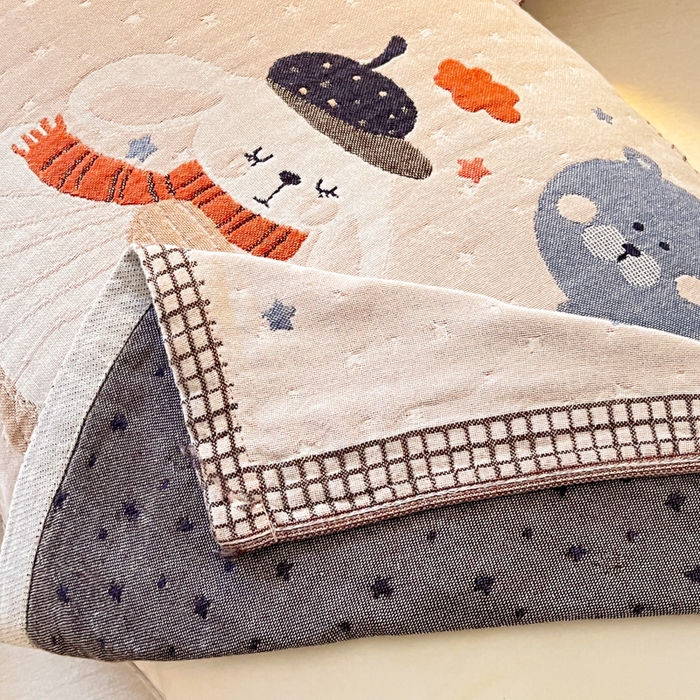 91家纺网 家纺一手货源 找家纺 乐家毛巾被（工厂自产自销） 2026新款全棉A类母婴级卡通软绵绵系列枕巾隔汗巾 气球小白兔