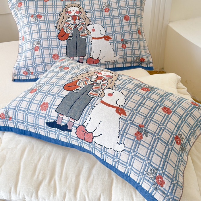 乐家毛巾被（工厂自产自销） 2026新款全棉A类母婴级卡通软绵绵系列枕巾隔汗巾 少女萌宠