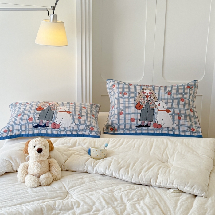 91家纺网 家纺一手货源 找家纺 乐家毛巾被（工厂自产自销） 2026新款全棉A类母婴级卡通软绵绵系列枕巾隔汗巾 少女萌宠