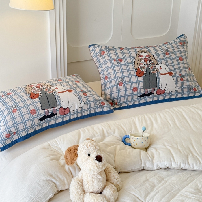 91家纺网 家纺一手货源 找家纺 乐家毛巾被（工厂自产自销） 2026新款全棉A类母婴级卡通软绵绵系列枕巾隔汗巾 少女萌宠