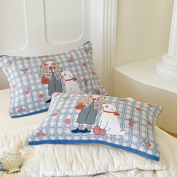 91家纺网 家纺一手货源 找家纺 乐家毛巾被（工厂自产自销） 2026新款全棉A类母婴级卡通软绵绵系列枕巾隔汗巾 少女萌宠