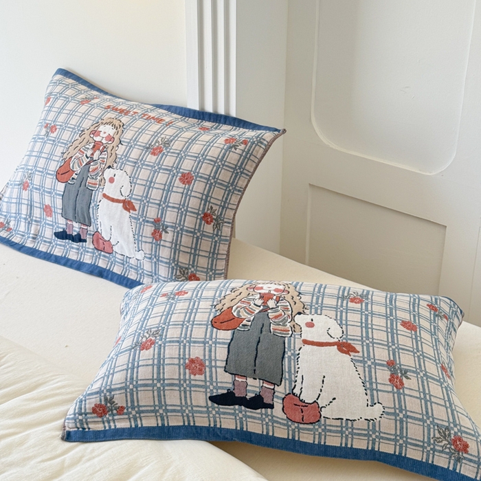 91家纺网 家纺一手货源 找家纺 乐家毛巾被（工厂自产自销） 2026新款全棉A类母婴级卡通软绵绵系列枕巾隔汗巾 少女萌宠