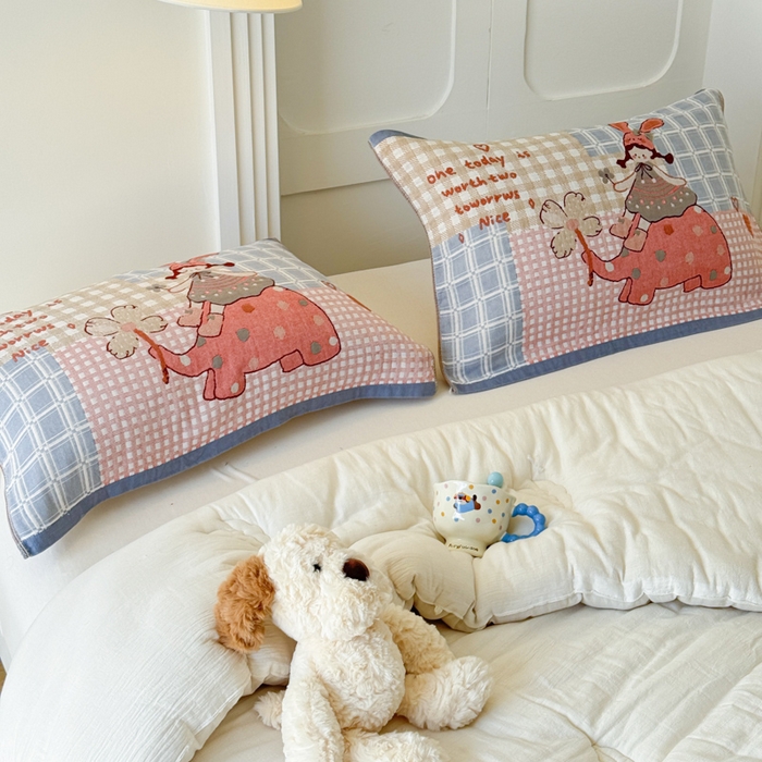 91家纺网 家纺一手货源 找家纺 乐家毛巾被（工厂自产自销） 2026新款全棉A类母婴级卡通软绵绵系列枕巾隔汗巾 童趣大象