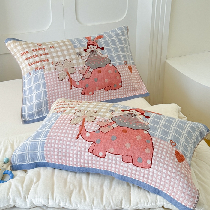 91家纺网 家纺一手货源 找家纺 乐家毛巾被（工厂自产自销） 2026新款全棉A类母婴级卡通软绵绵系列枕巾隔汗巾 童趣大象