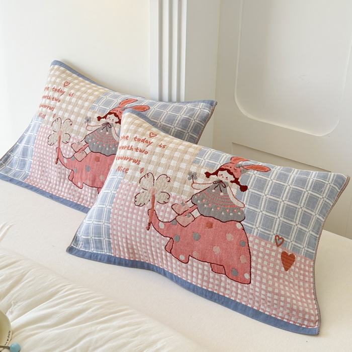 91家纺网 家纺一手货源 找家纺 乐家毛巾被（工厂自产自销） 2026新款全棉A类母婴级卡通软绵绵系列枕巾隔汗巾 童趣大象