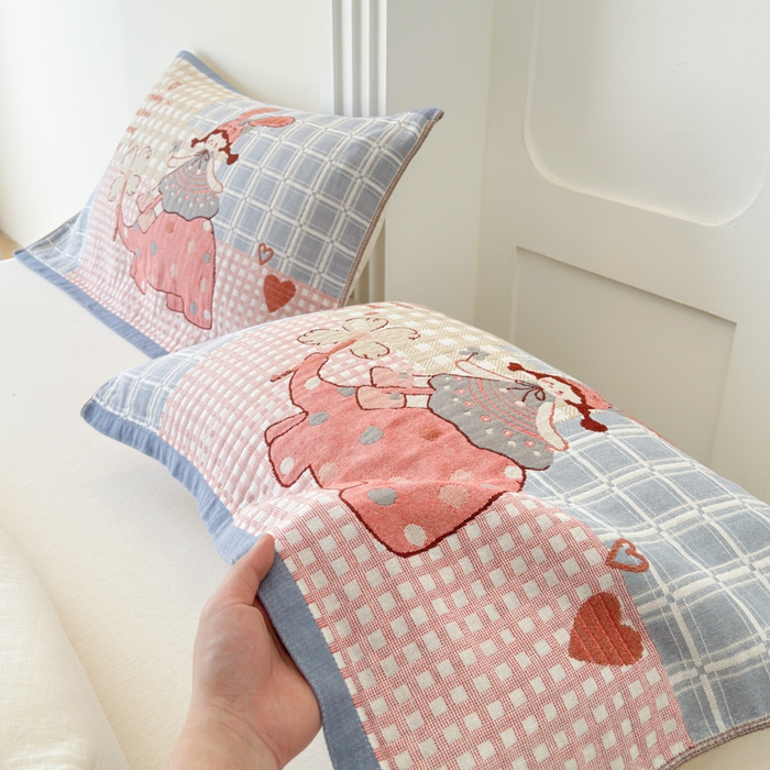 91家纺网 家纺一手货源 找家纺 乐家毛巾被（工厂自产自销） 2026新款全棉A类母婴级卡通软绵绵系列枕巾隔汗巾 童趣大象