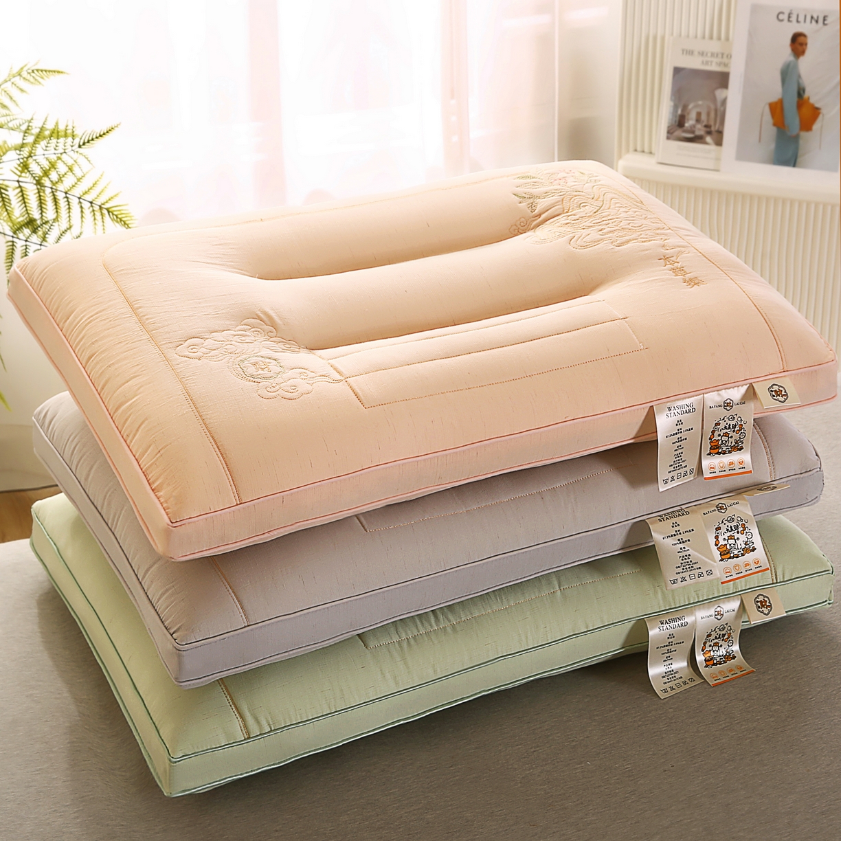 91家纺网 家纺一手货源 找家纺 （总）轩琪家纺 2026新款枕芯麻系列-橘夏2