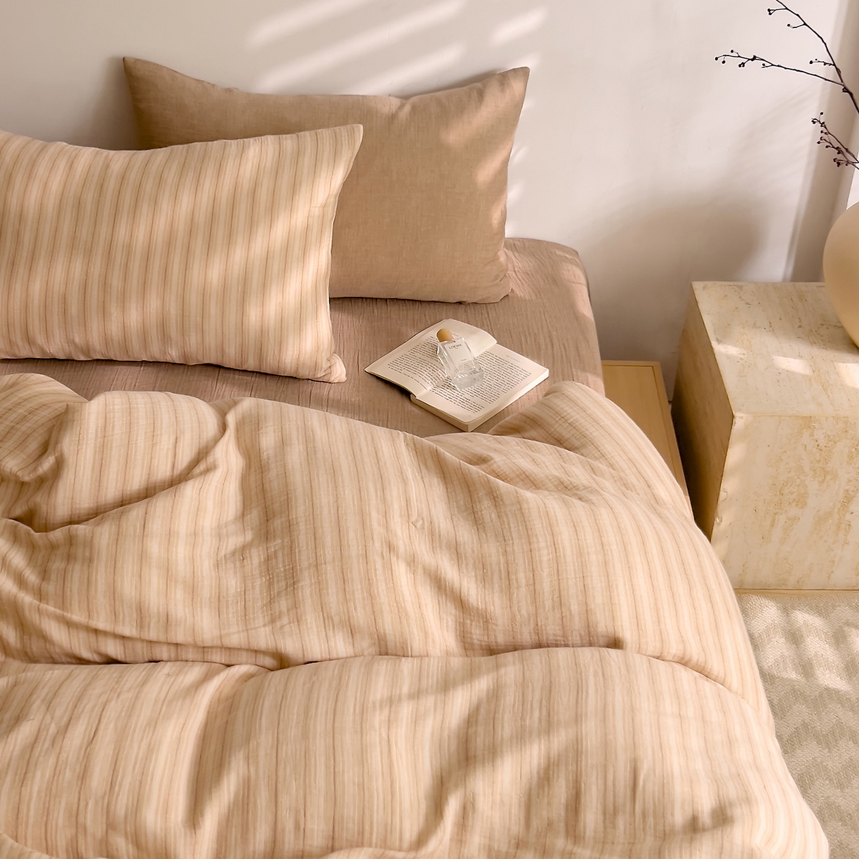 91家纺网 家纺一手货源 找家纺 （总）DoDo 兜兜 2026新款全棉纯棉A类色织皱皱纱四件套