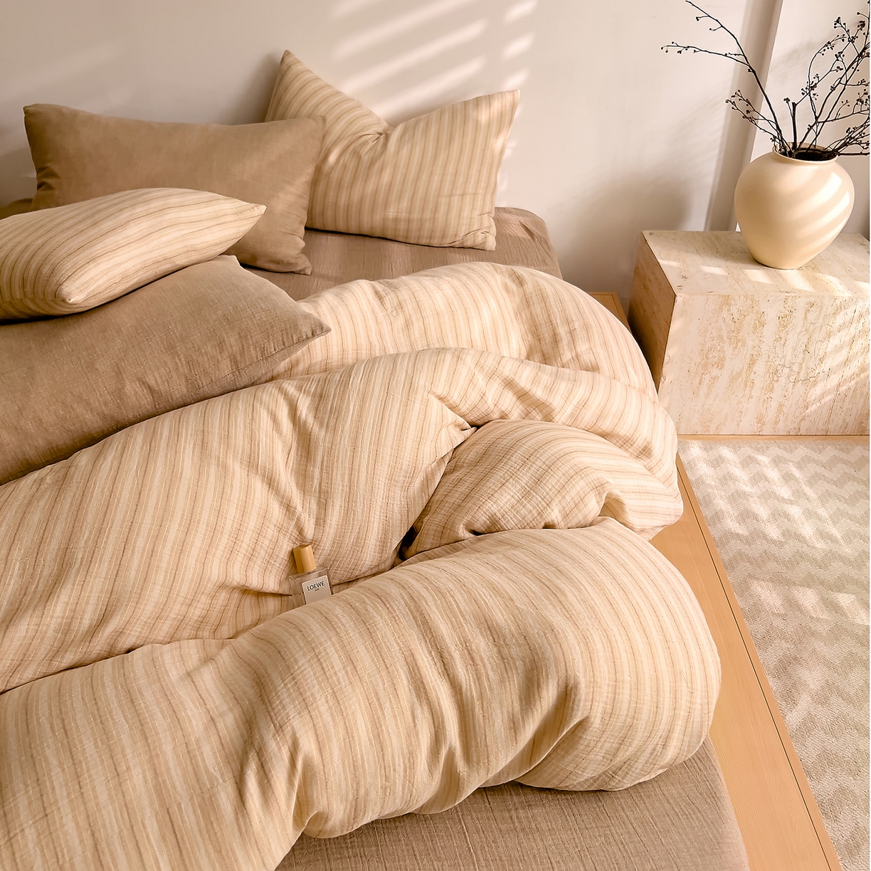 91家纺网 家纺一手货源 找家纺 （总）DoDo 兜兜 2026新款全棉纯棉A类色织皱皱纱四件套