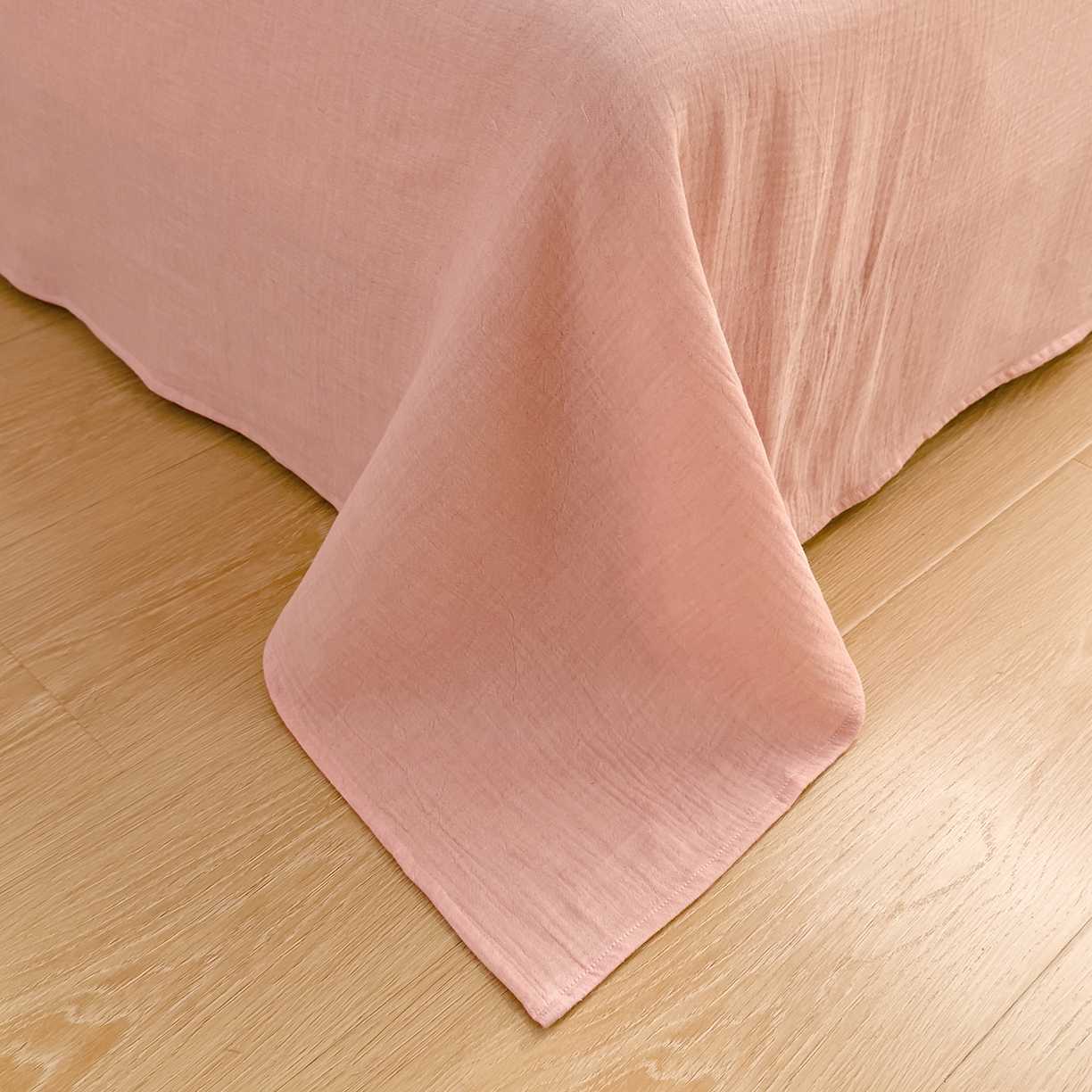 91家纺网 家纺一手货源 找家纺 DoDo 兜兜 2026新款全棉纯棉A类色织皱皱纱四件套 小半-粉