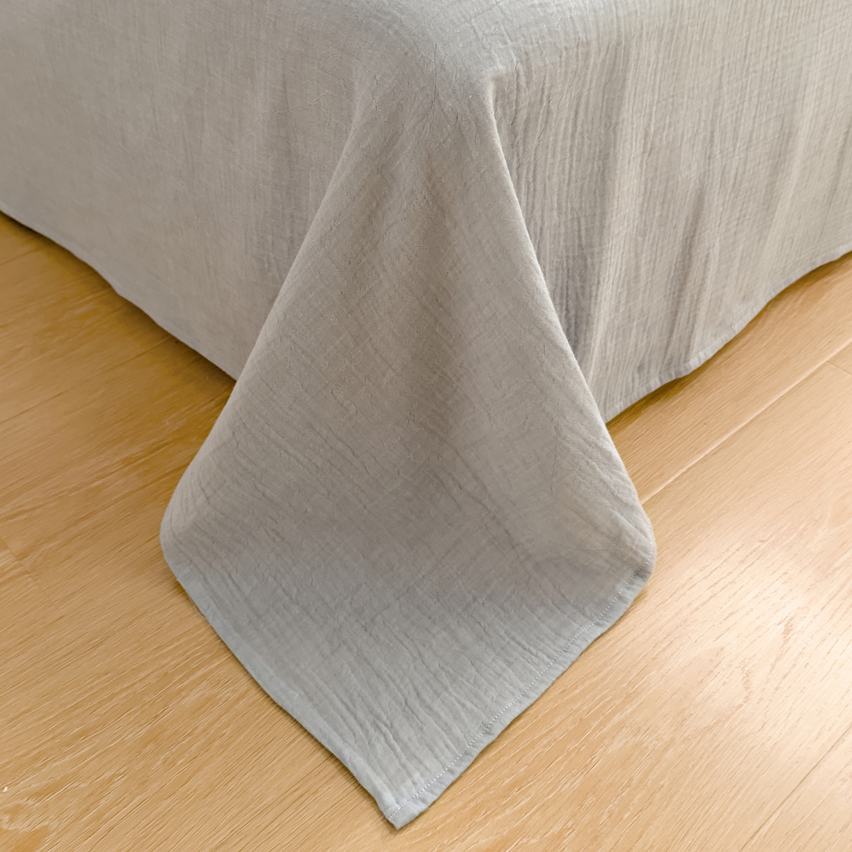 91家纺网 家纺一手货源 找家纺 DoDo 兜兜 2026新款全棉纯棉A类色织皱皱纱四件套 小半-蓝