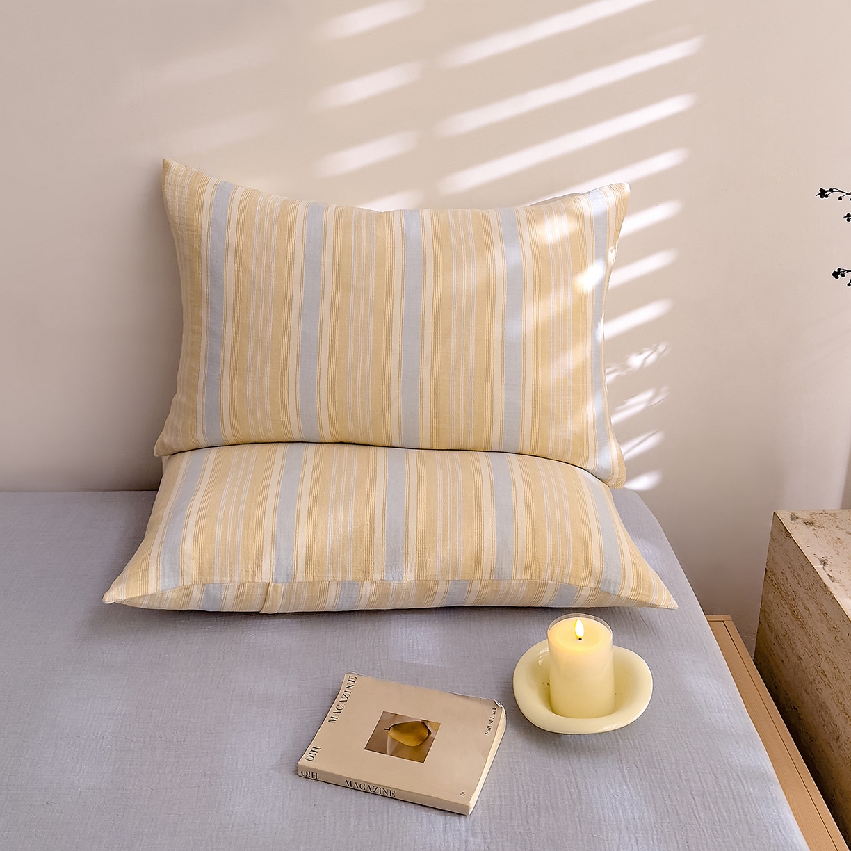 91家纺网 家纺一手货源 找家纺 DoDo 兜兜 2026新款全棉纯棉A类色织皱皱纱四件套 小半-蓝