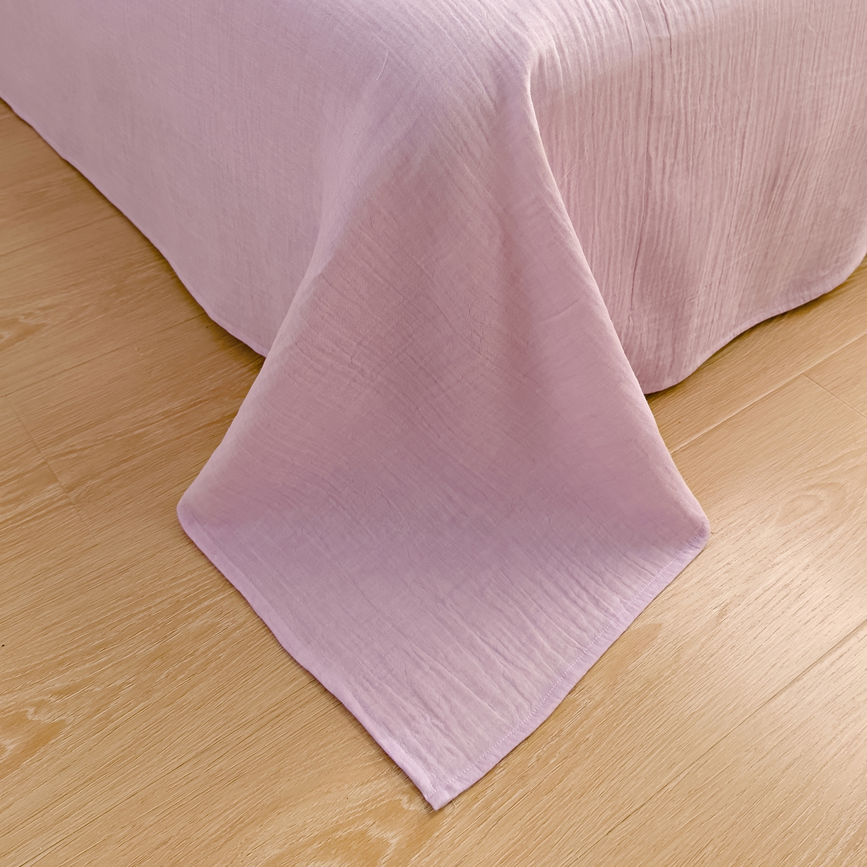 91家纺网 家纺一手货源 找家纺 DoDo 兜兜 2026新款全棉纯棉A类色织皱皱纱四件套 小半-紫