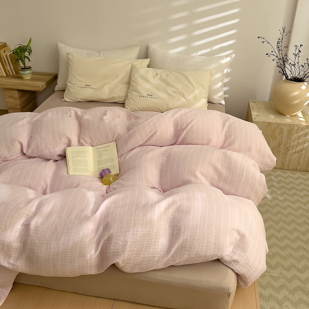 91家纺网 家纺一手货源 找家纺 DoDo 兜兜 2026新款全棉纯棉A类色织皱皱纱单被套单件被套单品 小半-紫