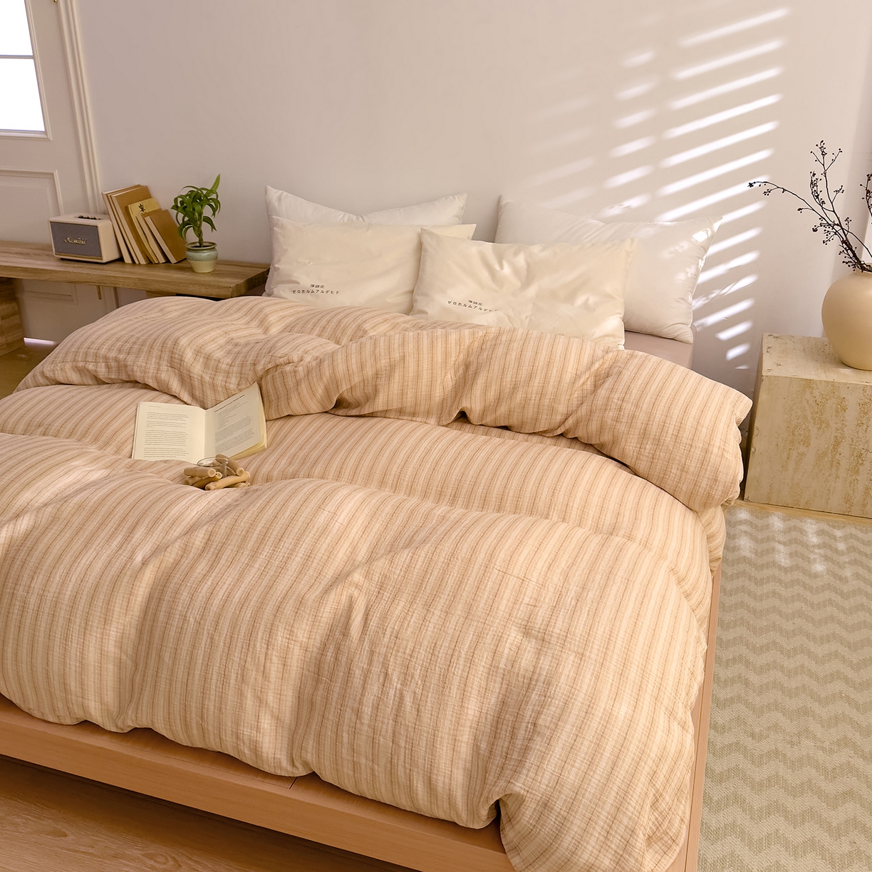 91家纺网 家纺一手货源 找家纺 （总）DoDo 兜兜 2026新款全棉纯棉A类色织皱皱纱单被套单件被套单品