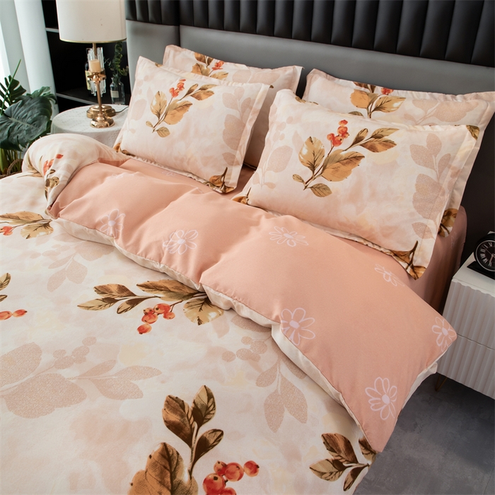 91家纺网 家纺一手货源 找家纺 佳宇轩 2026新款爆款140克独版植物羊绒加厚斜纹磨毛四件套 金枝玉叶