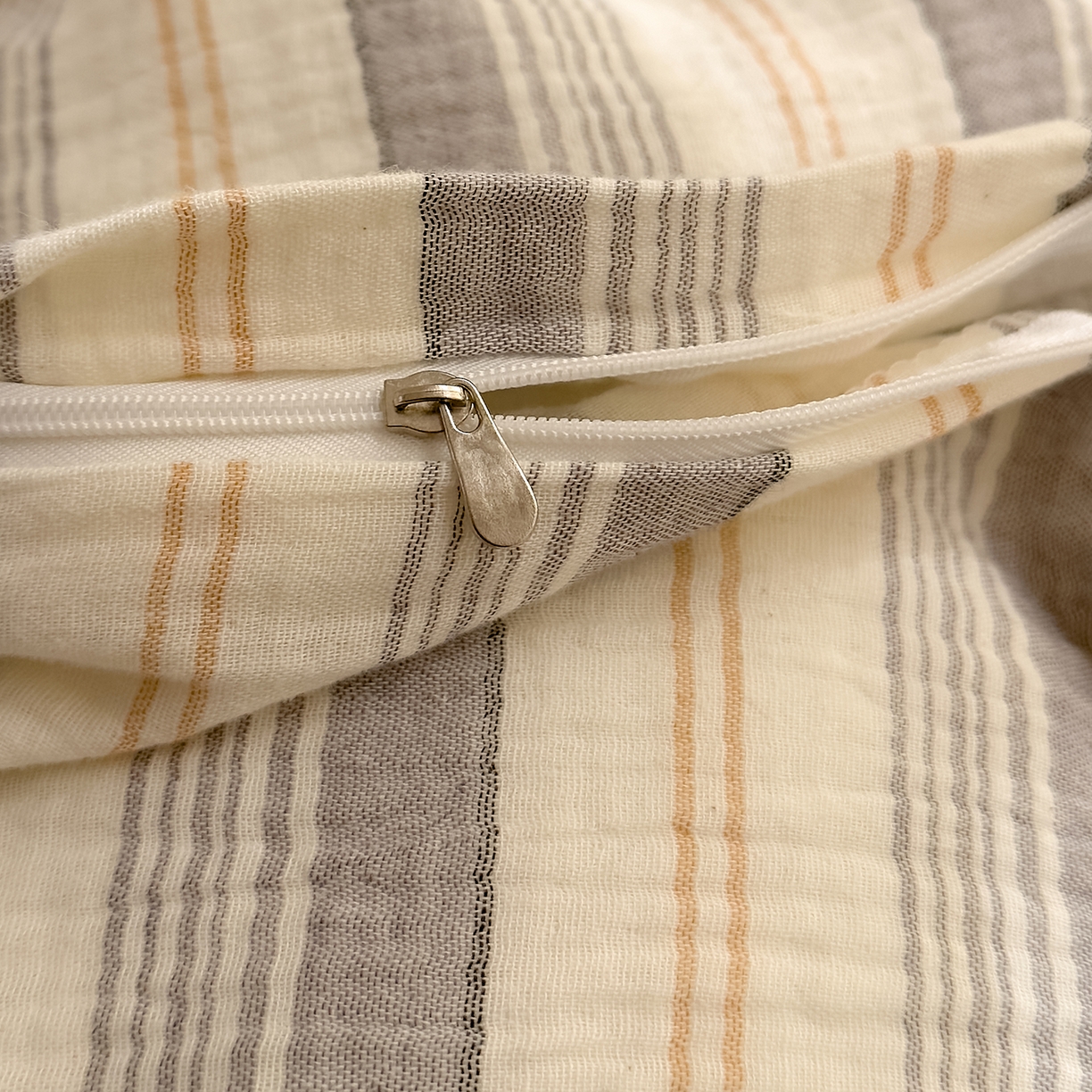 91家纺网 家纺一手货源 找家纺 DoDo 兜兜 2026新款全棉纯棉A类色织皱皱纱单被套单件被套单品 小半-灰