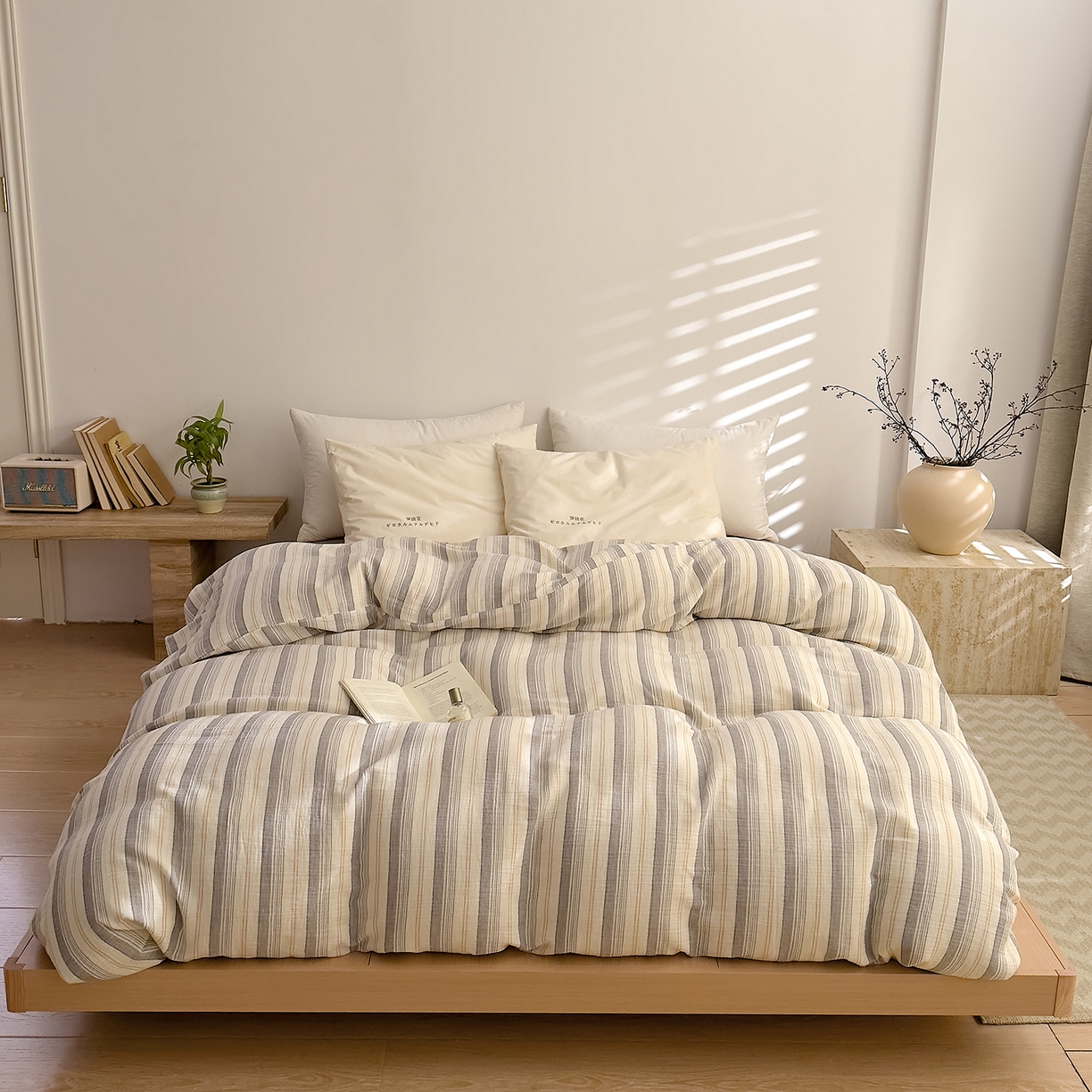 91家纺网 家纺一手货源 找家纺 DoDo 兜兜 2026新款全棉纯棉A类色织皱皱纱单被套单件被套单品 小半-灰