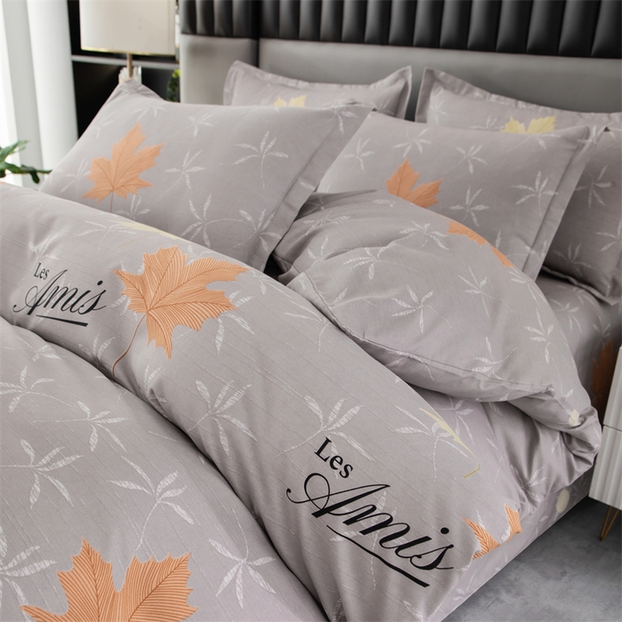 91家纺网 家纺一手货源 找家纺 佳宇轩 2026新款爆款140克独版植物羊绒加厚斜纹磨毛四件套 秋风落叶