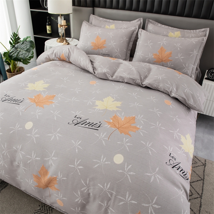 91家纺网 家纺一手货源 找家纺 佳宇轩 2026新款爆款140克独版植物羊绒加厚斜纹磨毛四件套 秋风落叶