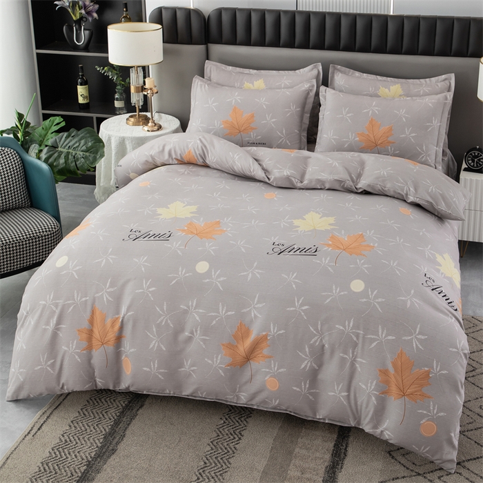 91家纺网 家纺一手货源 找家纺 佳宇轩 2026新款爆款140克独版植物羊绒加厚斜纹磨毛四件套 秋风落叶