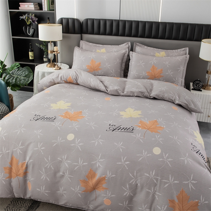 91家纺网 家纺一手货源 找家纺 佳宇轩 2026新款爆款140克独版植物羊绒加厚斜纹磨毛四件套 秋风落叶