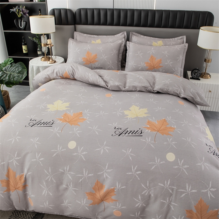 91家纺网 家纺一手货源 找家纺 佳宇轩 2026新款爆款140克独版植物羊绒加厚斜纹磨毛四件套 秋风落叶