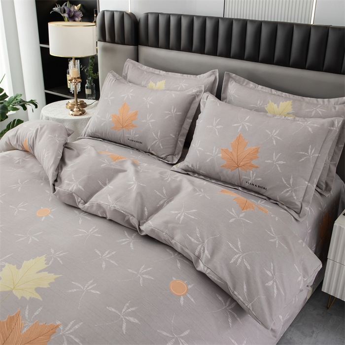 91家纺网 家纺一手货源 找家纺 佳宇轩 2026新款爆款140克独版植物羊绒加厚斜纹磨毛四件套 秋风落叶