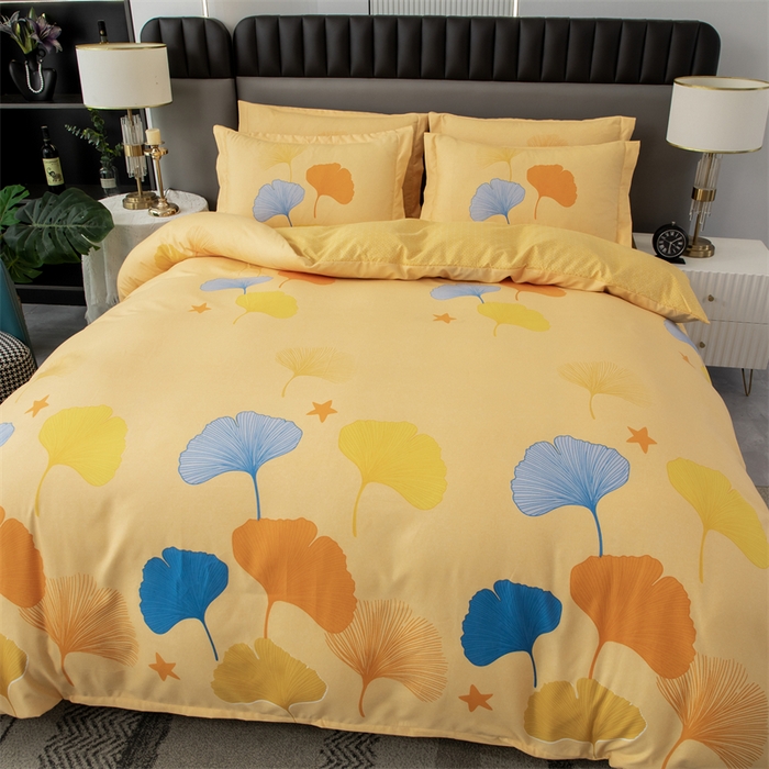 91家纺网 家纺一手货源 找家纺 佳宇轩 2026新款爆款140克独版植物羊绒加厚斜纹磨毛四件套 叶叶风情