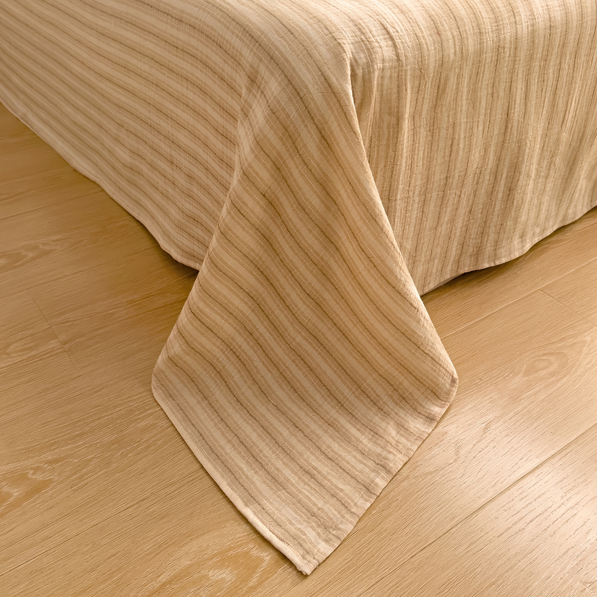 91家纺网 家纺一手货源 找家纺 DoDo 兜兜 2026年全棉纯棉A类色织皱皱纱床单单件 单床单 小半-棕