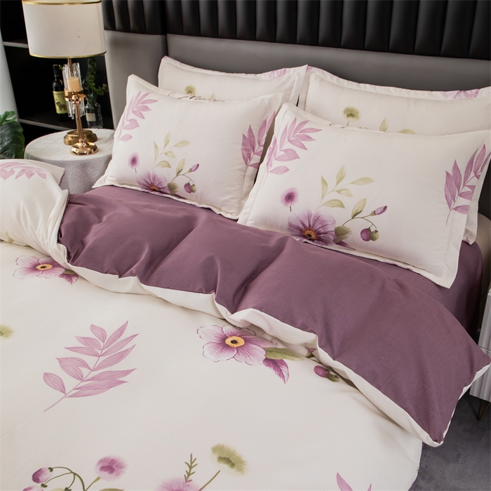 91家纺网 家纺一手货源 找家纺 佳宇轩 2026新款爆款140克独版植物羊绒加厚斜纹磨毛四件套 紫韵花开