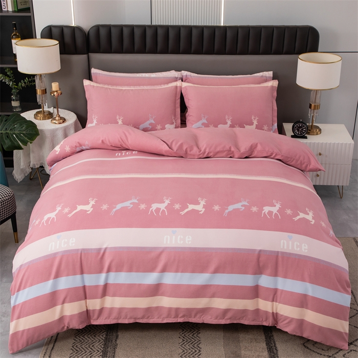 佳宇轩 2026新款爆款140克独版植物羊绒加厚斜纹磨毛四件套 一鹿相伴