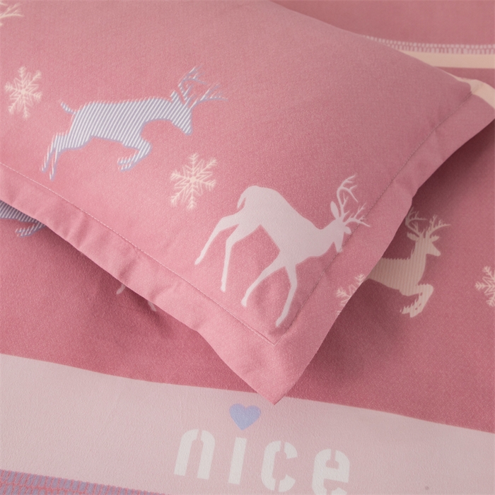 91家纺网 家纺一手货源 找家纺 佳宇轩 2026新款爆款140克独版植物羊绒加厚斜纹磨毛四件套 一鹿相伴