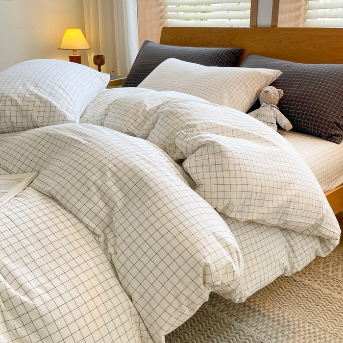 91家纺网 家纺一手货源 找家纺 （总）仰望棉麻双层纱供应链 2026新款全棉纯棉色织水洗棉日系简约风吊边四件套