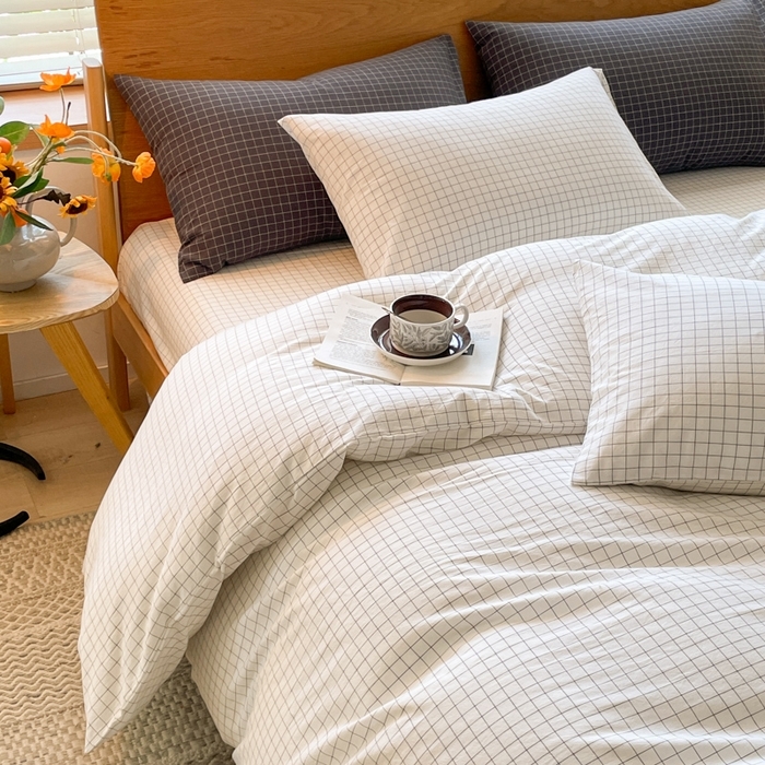 91家纺网 家纺一手货源 找家纺 （总）仰望棉麻双层纱供应链 2026新款全棉纯棉色织水洗棉日系简约风吊边四件套