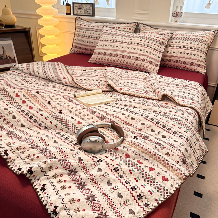 91家纺网 家纺一手货源 找家纺 （总）诺梵 2026新款高克重泡芙纱夏凉被四件套单夏被