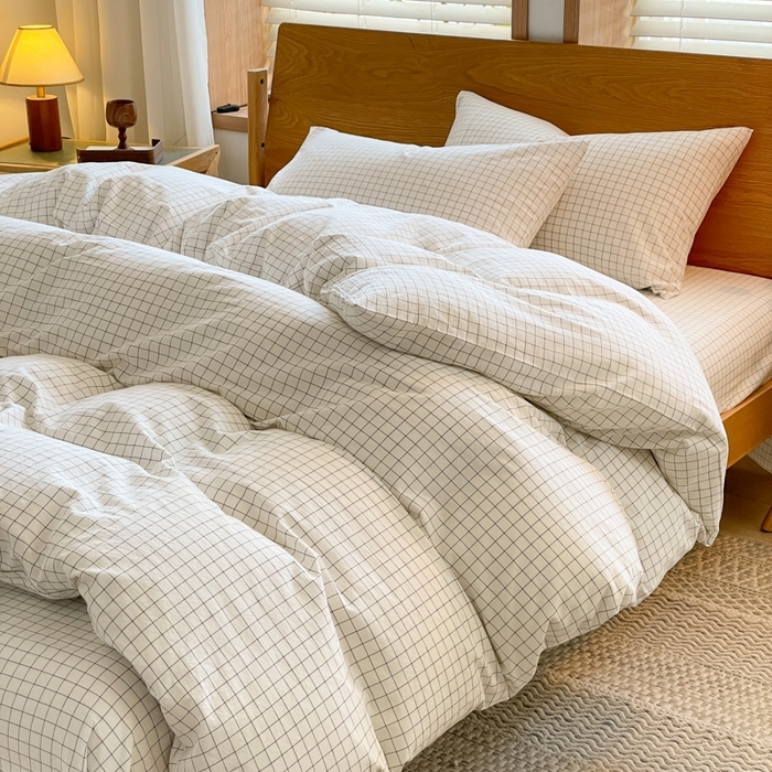 91家纺网 家纺一手货源 找家纺 （总）仰望棉麻双层纱供应链 2026新款全棉纯棉色织水洗棉日系简约风吊边四件套