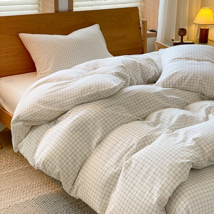 91家纺网 家纺一手货源 找家纺 （总）仰望棉麻双层纱供应链 2026新款全棉纯棉色织水洗棉日系简约风吊边四件套