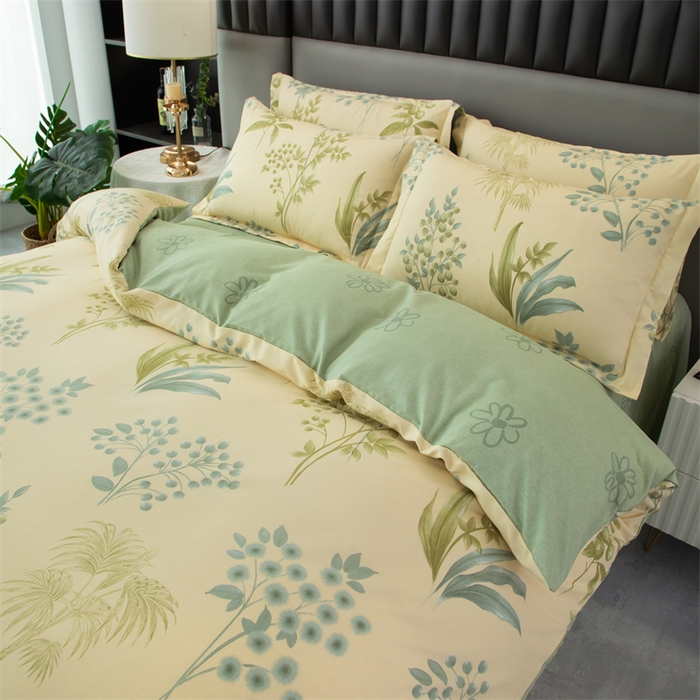 91家纺网 家纺一手货源 找家纺 佳宇轩 2026新款爆款140克独版植物羊绒加厚斜纹磨毛四件套 悠悠仙草