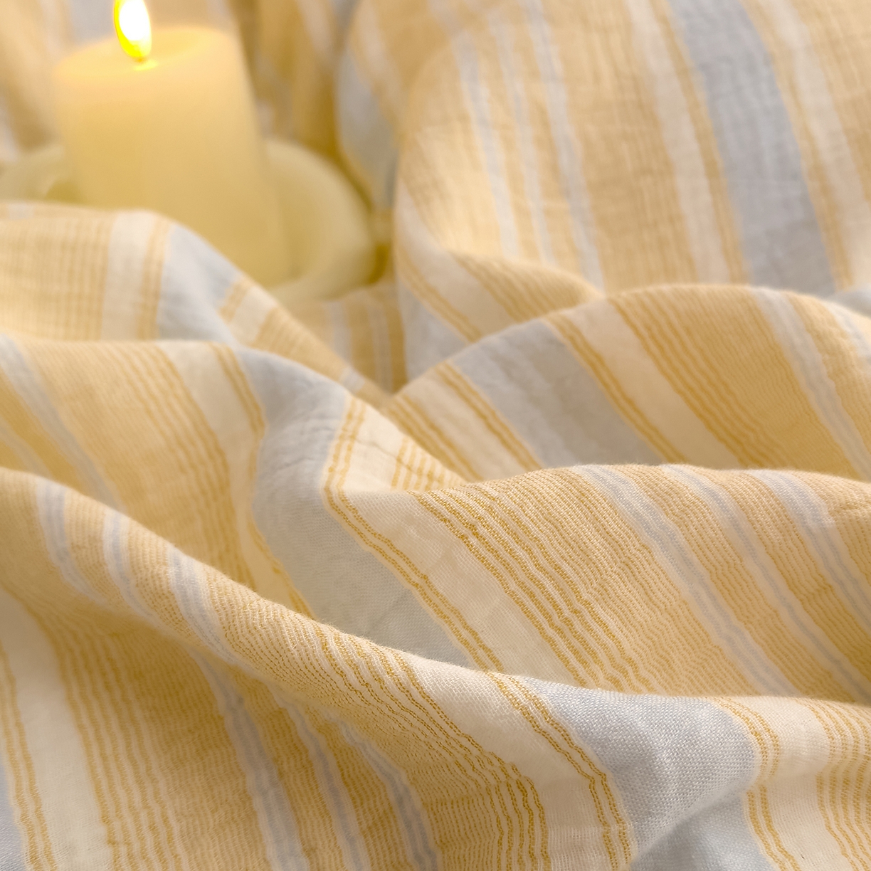 91家纺网 家纺一手货源 找家纺 DoDo 兜兜 2026年全棉纯棉A类色织皱皱纱床单单件 单床单 小半-蓝