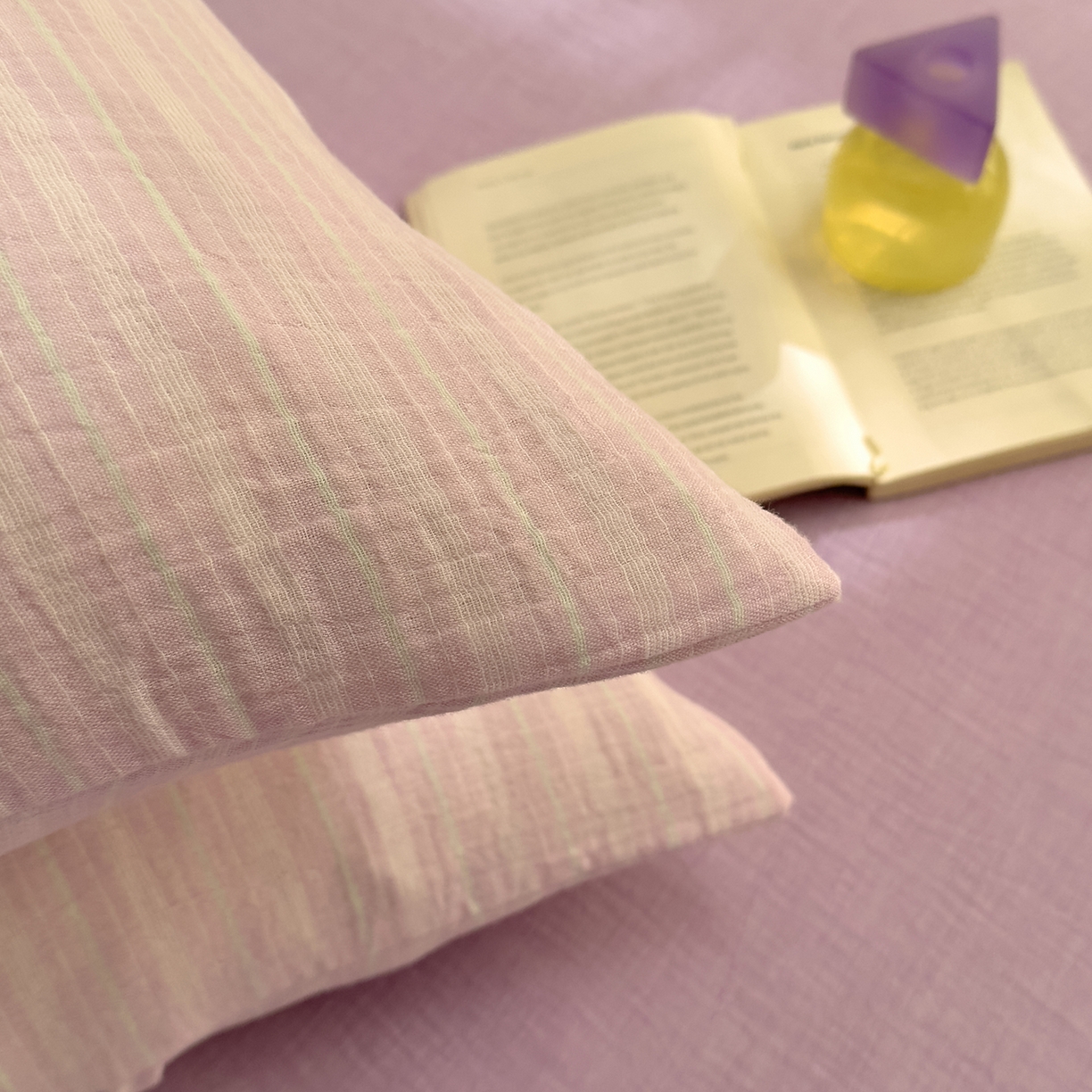 91家纺网 家纺一手货源 找家纺 DoDo 兜兜 2026年全棉纯棉A类色织皱皱纱床单单件 单床单 小半-紫