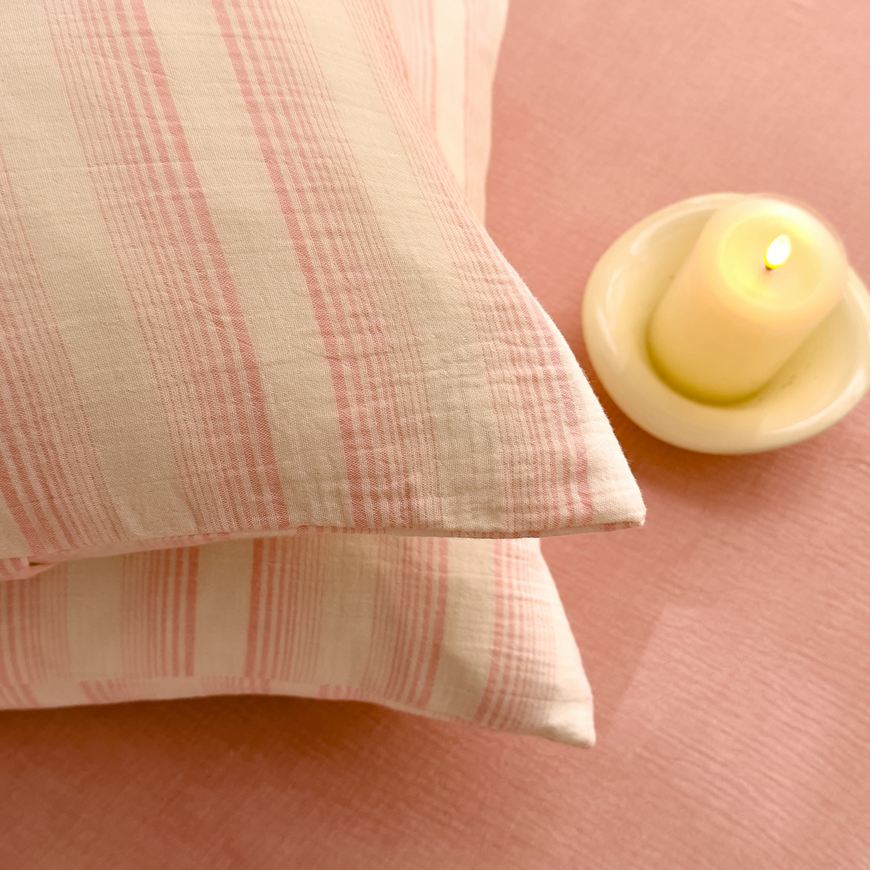 91家纺网 家纺一手货源 找家纺 DoDo 兜兜 2026年全棉纯棉A类色织皱皱纱床单单件 单床单 小半-粉