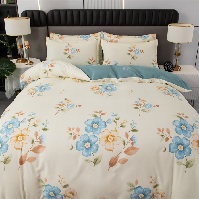 91家纺网 家纺一手货源 找家纺 佳宇轩 2026新款爆款140克独版植物羊绒加厚斜纹磨毛四件套 芳华