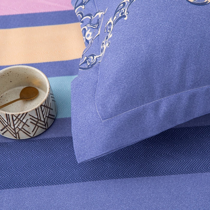 91家纺网 家纺一手货源 找家纺 佳宇轩 2026新款爆款140克独版植物羊绒加厚斜纹磨毛四件套 雅致蓝