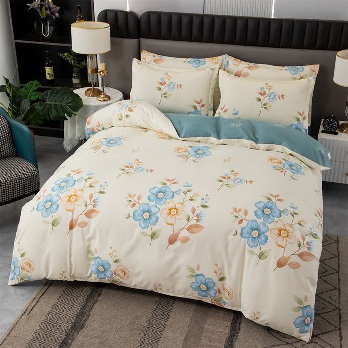 91家纺网 家纺一手货源 找家纺 佳宇轩 2026新款爆款140克独版植物羊绒加厚斜纹磨毛四件套 芳华